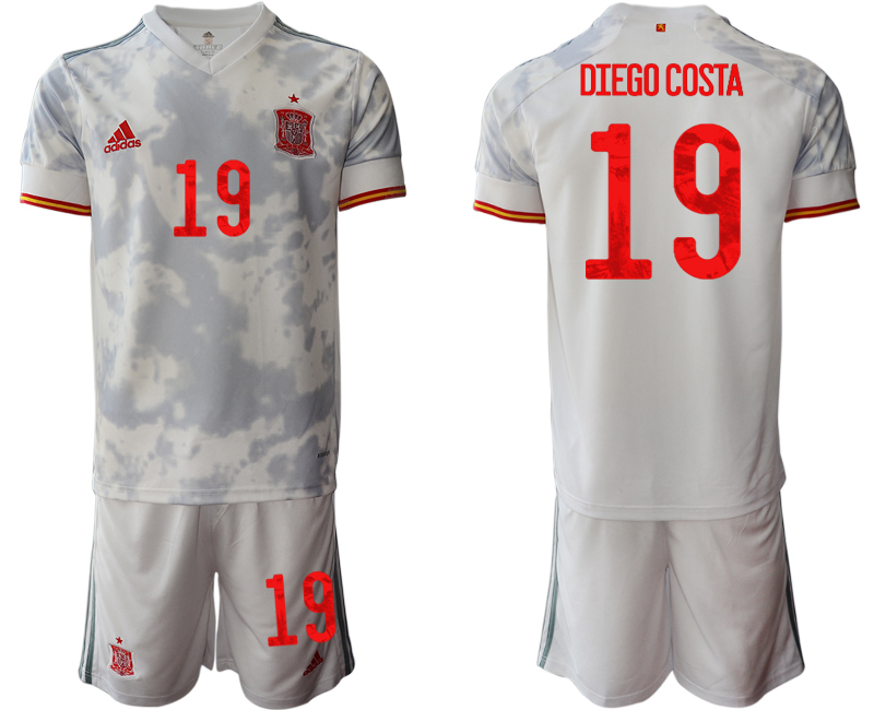 Men 2021 European Cup Spain away white #19 Soccer Jersey